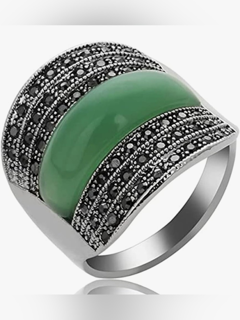 Beautiful Nordstrom silver Emerald Margasites Wide band ring size 8